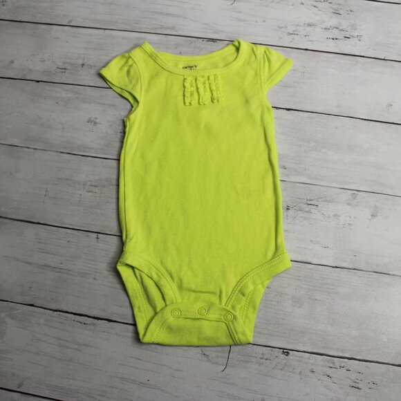 Carter's Baby's Girl's Bodysuit Top Size 3 Months Lime Green Ruffle - Picture 1 of 5